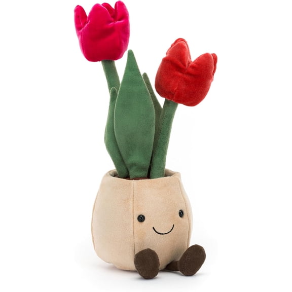 Jellycat Amuseables Tulip Pot Stuffed Toy, 12 inches - Plant & Flower Plush - Fun Dcor & Gift
