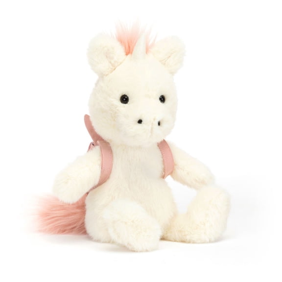 Jellycat Backpack Unicorn Stuffed Animal, 9" | Magical Unicorn Plush Toy with Pink Unicorn Backpack | Soft Cuddly Fantasy Plush