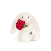 Jellycat Bashful Bunny with Rose Stuffed Animal, Medium 12.6 Inch Soft Plush Rabbit Toy