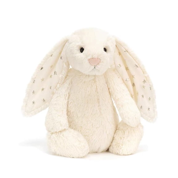 Jellycat Bashful Cream Bunny with Gold Star Ears Stuffed Animal, Medium 12.2 Inch Soft Plush Rabbit Toy