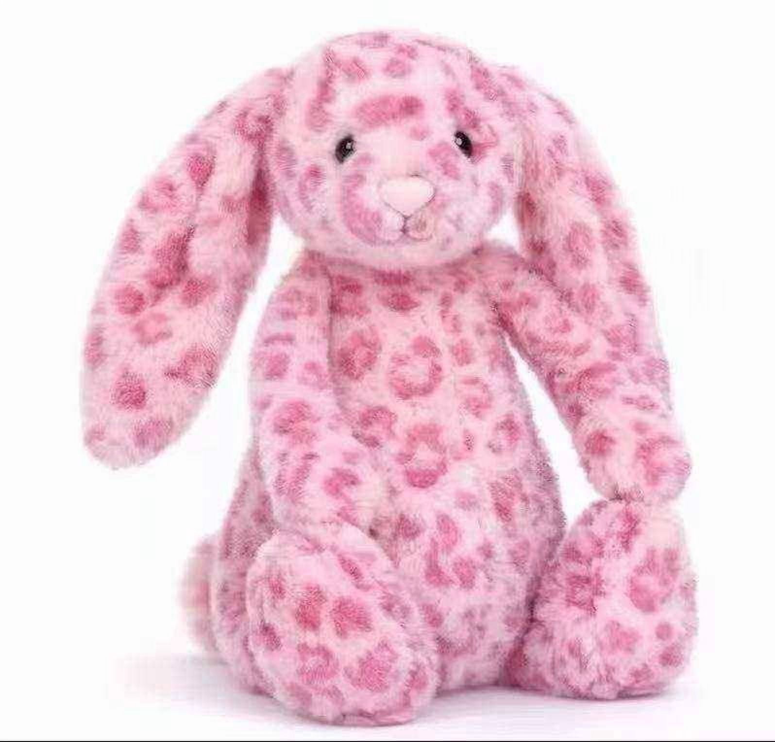 Jellycat Bashful Leopard Bunny Stuffed Animal, Medium 12 inches | Pink Leopard Print Rabbit Plush Toy | Classic Children's Gift