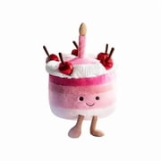 Jellycat Exclusive Amuseables Cherry Cake Stuffed Animal, 6.3 Inch - Soft Plush Pink Birthday Cake with Candle, Limited Edition Cuddly Food Toy for Kids & Collectors, Gift for Birthdays