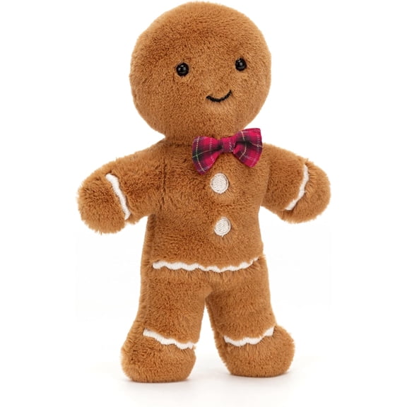 Jellycat Jolly Gingerbread Fred Stuffed Toy, Original 8 inches - Christmas Plush Décor