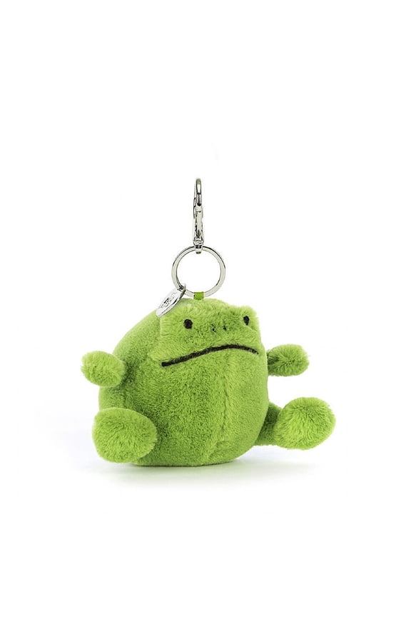 Ricky Rain Frog Bag Charm, Green Plush Keychain, Cute Frog Bag Accessory
