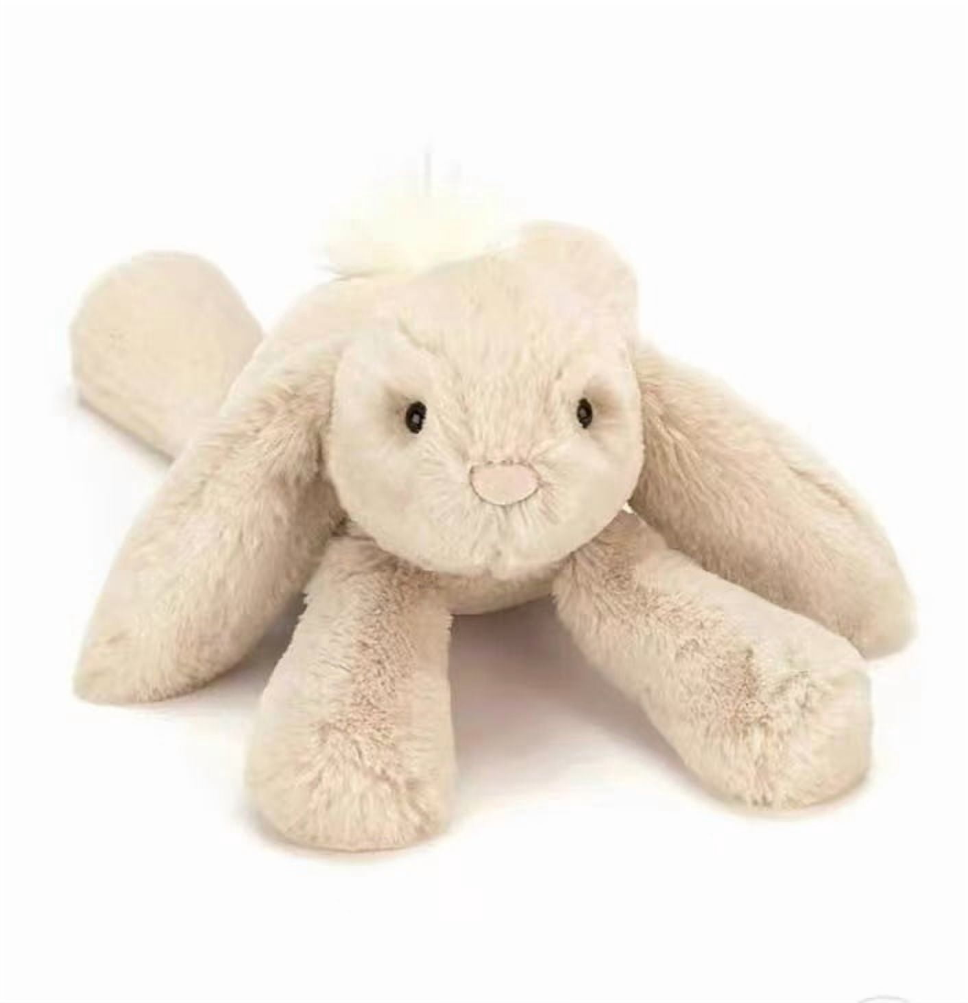 Jellycat Smudge Bunny Stuffed Animal, 11.8" | Soft Beige Lying Bunny Plush Toy with Floppy Ears, Cuddly Gift for Kids &