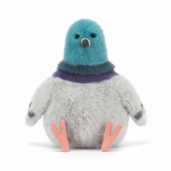 Jellycat Strutton Pigeon Soft Toy, 8.7 Inch Grey & Blue Plush Pigeon Stuffed Animal with Purple Collar