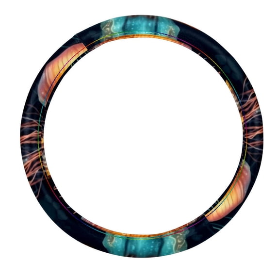 Jellyfish 14.5 Inch Printing PVC Leather Auto Accessories Car Steering Wheel Cover