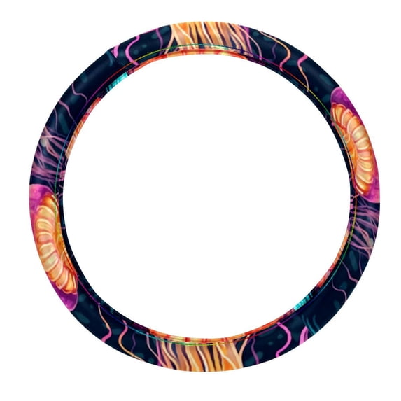 Jellyfish 14.5 Inch Printing PVC Leather Auto Accessory Steering Wheel Cover Car Wheel Covers Steering Wheel Covers
