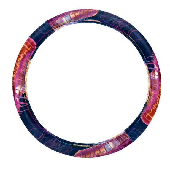 Jellyfish 14.5 Inch Printing PVC Leather Car Wheel Cover Steering Wheel Cover Auto Accessories