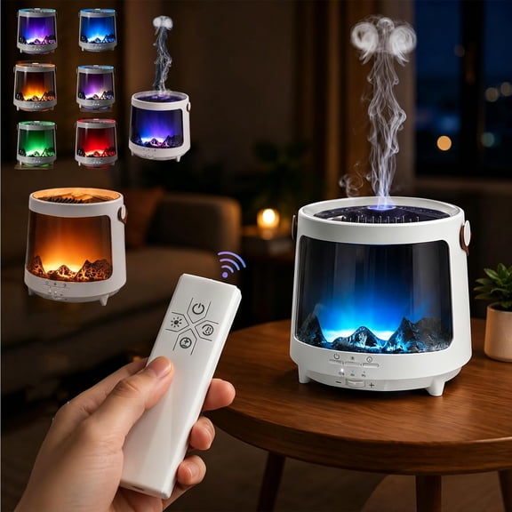 Jellyfish Aroma Diffuser Portable Aurora Flame Diffuser,300ml Ultrasonic Cold Mist Humidifier,7-color aurora light Essential Oil Diffuser w/Auto-Off Function,for Home Room,Bedroom