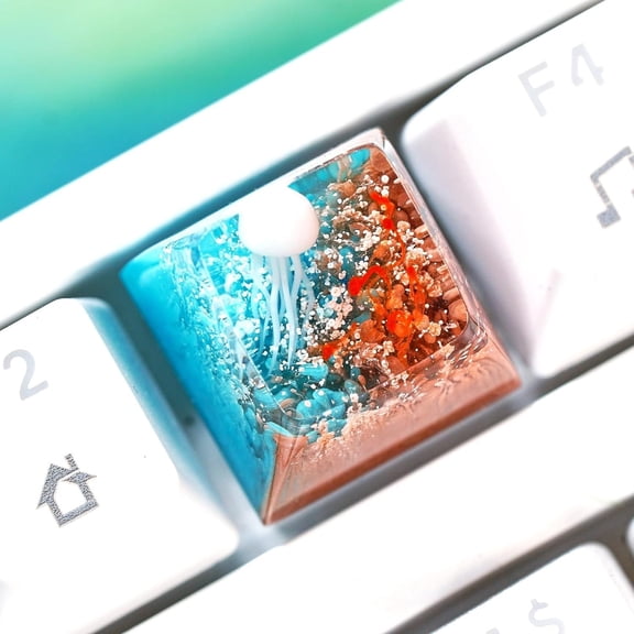 Jellyfish Artisan Keycap Brown Yellow Reef - 1U ESC, R1 SA Profile Custom Cherry MX Key Cap Mechanical Keyboard, Cool Tech Gifts for Men, Dad, Father, Gamer, Sea Lover