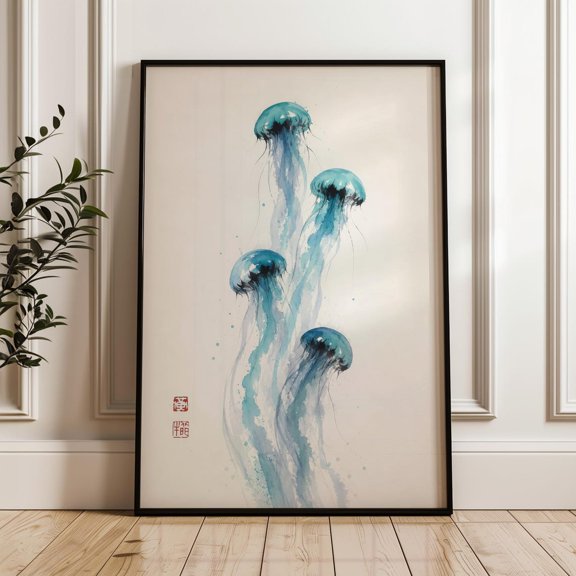 Jellyfish Asian Inspired Asian Inspired Ocean Poster
