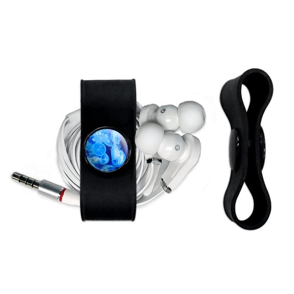 Jellyfish Blue Jelly Fish Ocean Underwater Headphone Cord Wrap Cable Wire Organizer Set