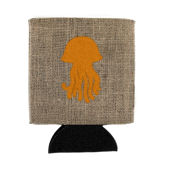 Jellyfish Burlap and Orange Can or Bottle Beverage Insulator Hugger