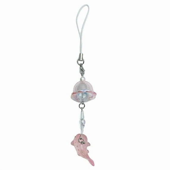 Jellyfish Charm Keychain Dolphin Pendant Keyring Resin Beaded Key Chain Accessory Decorative Phone Dangle Ornament