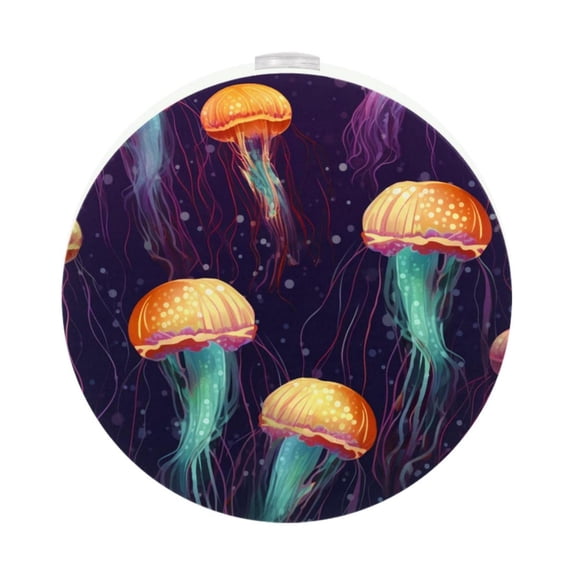 Jellyfish Circular Night Lights - Pack of 2, LED Chip, ABS Material, Inductive Light Control