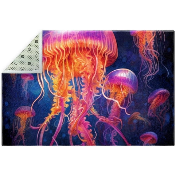 Jellyfish Classic Polyester Door Rug for Indoor and Outdoor Use - Durable Rectangle Floor Mat for Entryway and Patio - Backing - Black/Gray - 24x36 inches - Easy to Clean and Maintain
