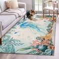 thumbnail image 1 of Jellyfish Coastal Area Rug 4x6 Washable Rug Non Slip Summer Nautical Starfish Coral Beige Large Area Rug Indoor Floor Carpet for Entryway Bedroom Kitchen Living Room Home Office Dining Room Nursery, 1 of 8