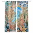 thumbnail image 1 of Jellyfish Coastal Blackout Curtains for Bedroom, Summer Nautical Starfish Coral Brown Anchor Thermal Insulated Kitchen Drapes with Grommets, Light Blocking Window Treatment, 2 Panels 52" x 84", 1 of 7