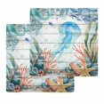 thumbnail image 1 of Jellyfish Coastal Kitchen Dish Towels for Drying Dishes Set of 2, Summer Nautical Starfish Coral Grey Wooden Waffle Weave Microfiber Hand Tea Bathroom Towels Quick Dry & Absorbent Towel 12x12, 1 of 7