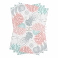 thumbnail image 1 of Jellyfish Coastal Kitchen Towels Set of 3, Water Absorbent Dish Towel, Teal Red Coral Starfish Decorative Hand Towels - Quick Drying Cloth for Cooking Baking, 18x28 Inch, 1 of 8