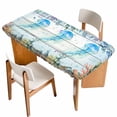 thumbnail image 1 of Jellyfish Coastal Table Cloths for 3 Foot Rectangle Tables, Summer Nautical Starfish Coral Grey Wooden Patio Waterproof Elastic Fitted Tablecloths, Washable Rectangular Table Cover for Camping, 1 of 8