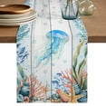 thumbnail image 1 of Jellyfish Coastal Table Runner 108 Inches, Summer Nautical Starfish Coral Grey Wooden Bed Runner Dresser Scarves Tabletop for Indoor Outdoor Parties/Ceremony/Banquet, 13"x 108", 1 of 8