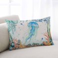 thumbnail image 1 of Jellyfish Coastal Throw Pillow Covers, Summer Nautical Starfish Coral Beige Soft Breathable Pillow Cases with Invisible Zipper for Sleeping, Toddler Pillowcases for Couch Bed Sofa Chair 12x20 Inches, 1 of 9