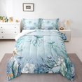 thumbnail image 1 of Jellyfish Comforter Set Teal Blue Ocean Beach Coastal Twin Bedding Comforter Sets ,Starfish Octopus Tentacles Quilt Underwater Creature Coral Duvet Insert, 1 of 5