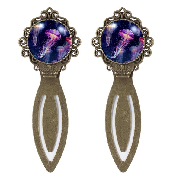 Jellyfish Copper-Colored Lace Bookmarks Set - Stainless Steel Book Markers for Reading and Gift Giving