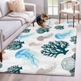 thumbnail image 1 of Jellyfish Coral Coastal Area Rugs 4'x6', Washable Small Throw Rugs for Office Bathroom, Nautical Summer Beach Ocean Sea Indoor Outdoor Rug Non-Slip Low Pile Carpet Runner Reversible Floor Mats, 1 of 8