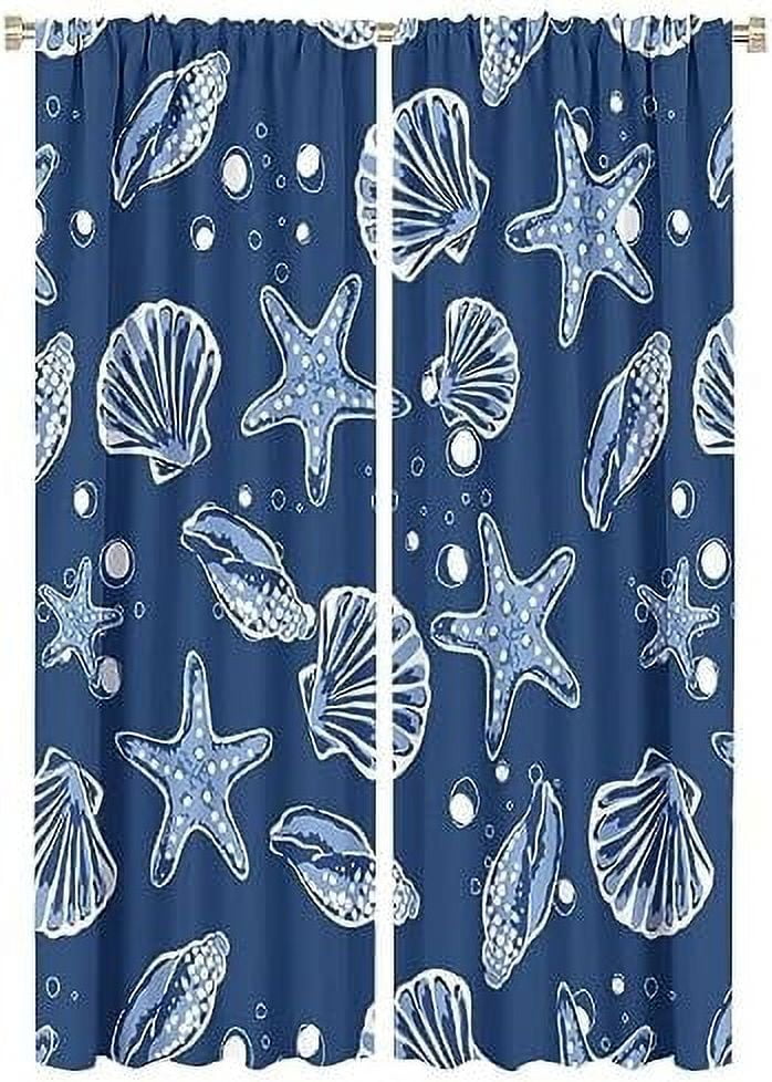 Jellyfish Curtains Cartoon Cute Fantasy Sea Life Starfish Seashells