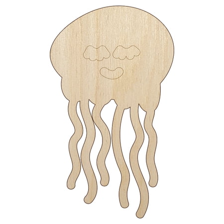 Jellyfish Doodle Wood Shape Unfinished Piece Cutout Craft DIY Projects - 4.70 Inch Size - 1/8 Inch Thick