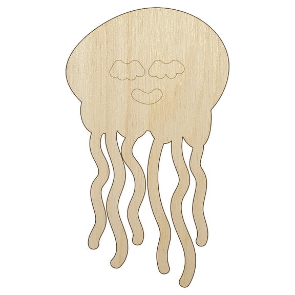 Jellyfish Doodle Wood Shape Unfinished Piece Cutout Craft DIY Projects - 4.70 Inch Size - 1/8 Inch Thick