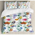thumbnail image 1 of Jellyfish Duvet Cover Set, Tropical Coral Reef with Seaweed Algae Jellyfish Aquatic Saltwater Nemo Theme, Decorative 3 Piece Bedding Set with 2 Pillow Shams, Queen Size, Multicolor, by Ambesonne, 1 of 3