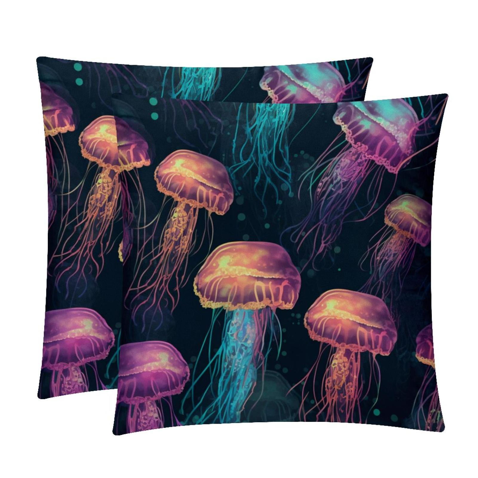 Jellyfish Elegant Velvet Bed Pillow Covers Set Decorative Pillows