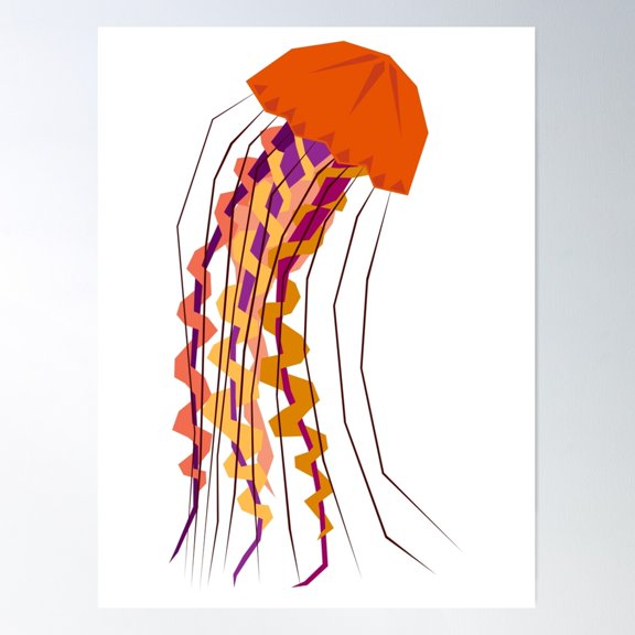 Jellyfish Geometric Art Poster Wall Art, Modern Wall Decor For Living Room Bedroom, 8x12 UNFRAMED