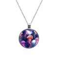 thumbnail image 1 of Jellyfish Glass Design Circular Pendant Necklace - Stunning Jewelry for All Occasions, 1 of 5