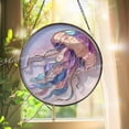 thumbnail image 1 of Jellyfish Glass Suncatcher, Ocean Sea Life Window Art, Iridescent Marine Decor, 6.3 in, 1 of 3