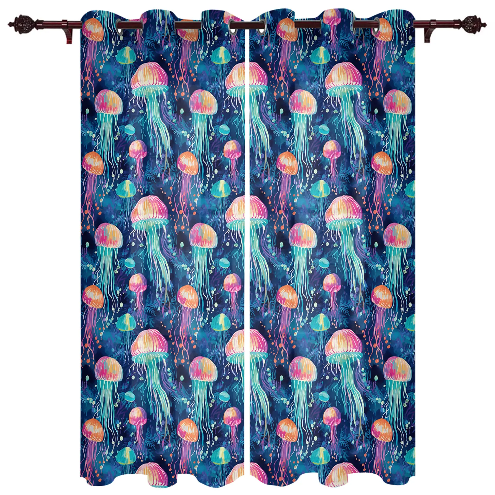 Jellyfish Gradient Window Curtains for Living Room Home Bedroom Kitchen