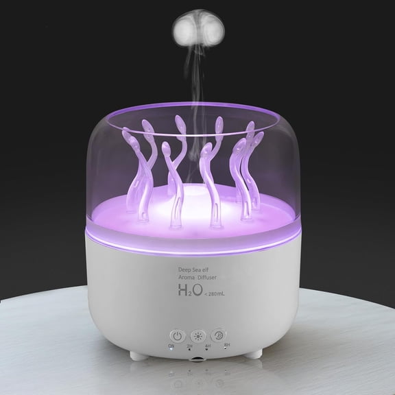 Jellyfish Humidifier Diffuser, 280ml Essential Oil Diffuser with Remote, 7 Color Lights, Quiet Ultrasonic Cool Mist Humidifier for Home, Office, Nursery, Auto-Off (Black)