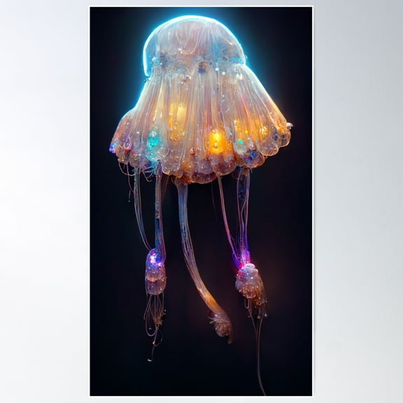 Jellyfish In Bloom Poster Wall Art, Modern Wall Decor For Living Room Bedroom, 8x12 UNFRAMED