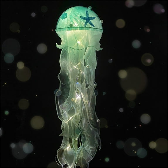 Jellyfish LED Lamp - 19.68" Hanging Night Light with Colorful Glow | Plastic Jellyfish Shape Decoration for Home, Party & Kids Room | Battery-Powered Tentacle Motion Light