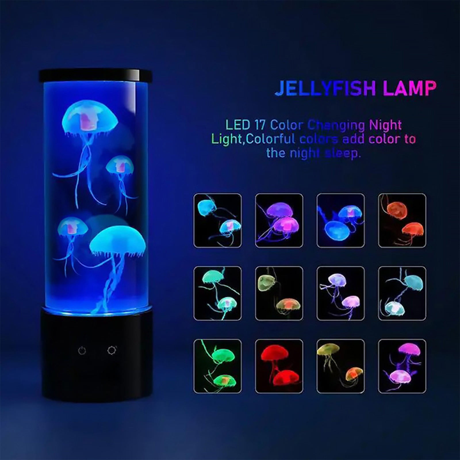 Jellyfish Lamp — 9.1in x 3.5in x 3.5in, USB-Powered Color Changing Mood ...