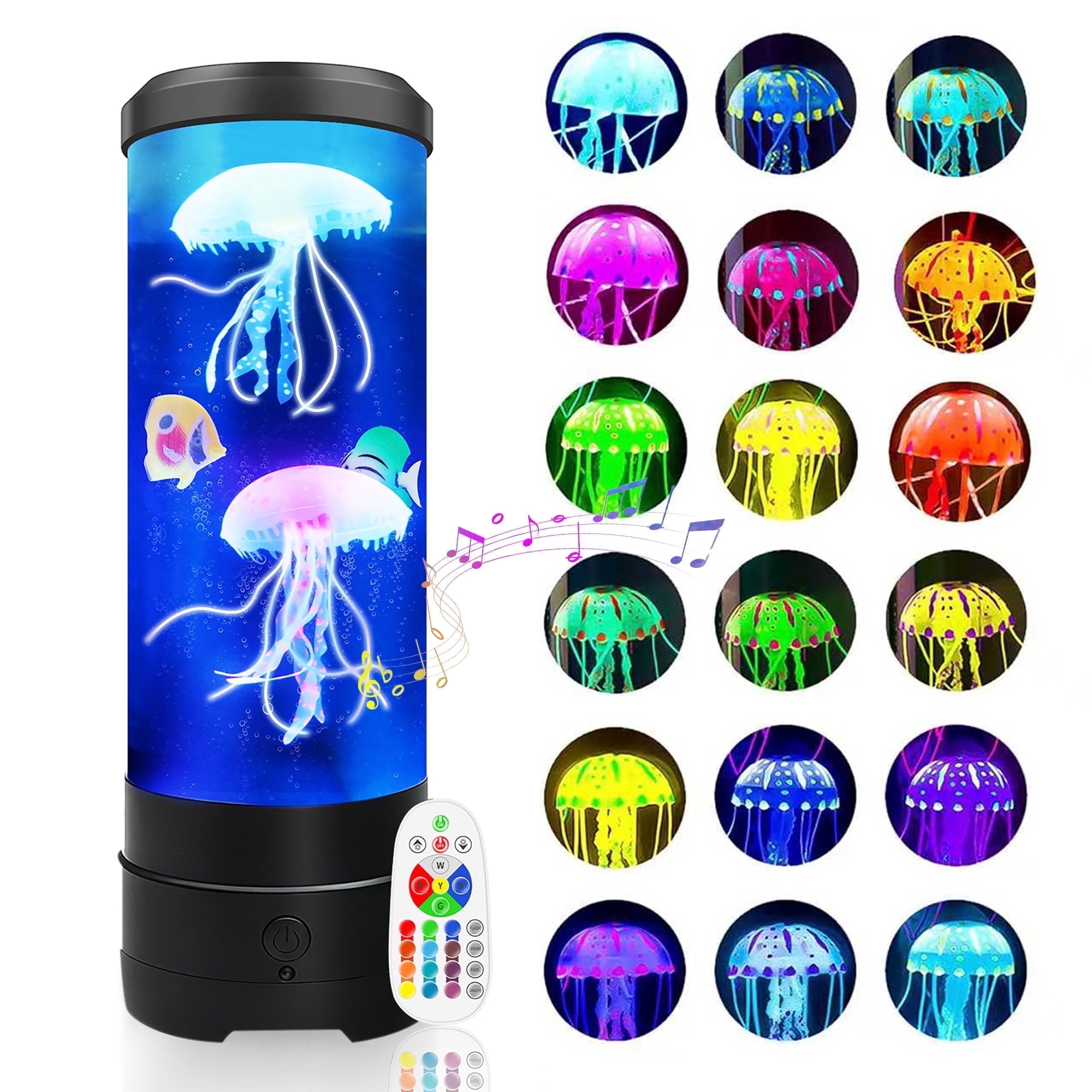BravSco Jellyfish Lamp with Bluetooth Speaker, 17 Colors Changing & 4 Lighting Modes Jelly Fish Light Lamp, USB Powered Jellyfish Decor Light