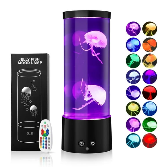 Jellyfish Lamp, GuardWee Jellyfish Aquarium Lamp with 17 Light Effects - Table Lamp Night Light Mood Light with Remote, Jelly Fish Tank Aquarium for Living Room, Christmas Birthday Gifts for Kids