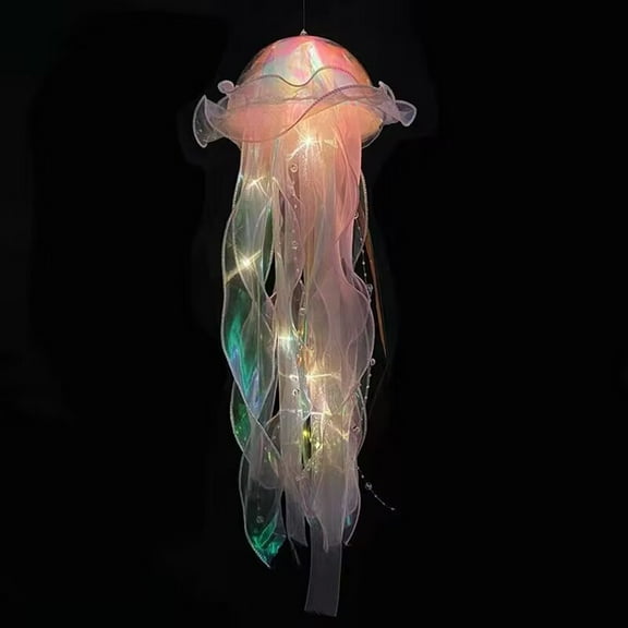 Jellyfish Lamp & Hanging Decor - Glow in the Dark Jellyfish Lights for Ocean Themed Parties, Bedroom, Under The Sea Decorations, Birthday, and Holiday Ceiling Decor (21.65 Inch)