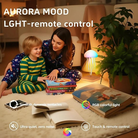 Jellyfish Lamp Remote & Touch Controlled, RGB Gradient Rechargeable Dancing Tentacles Night Light for Home Office Bedside Decor, Thoughtful Gift for All Ages$$Tools & Hardware Other