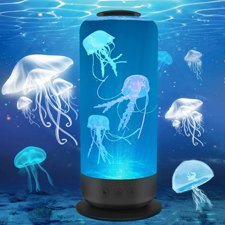 BigKing Jellyfish Lava Lamp 7 Color Changing Jellyfish Tank Mood Light Aquarium Night Light for Kids Bedroom Decor, Black