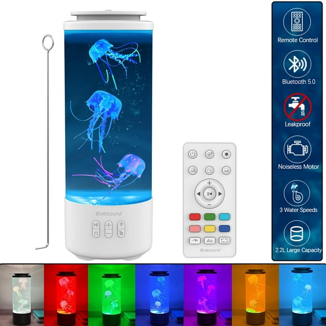 Jellyfish Lava Lamp Bluetooth Speaker, LED Jellyfish Night Light with 7 Color Changing, Mood